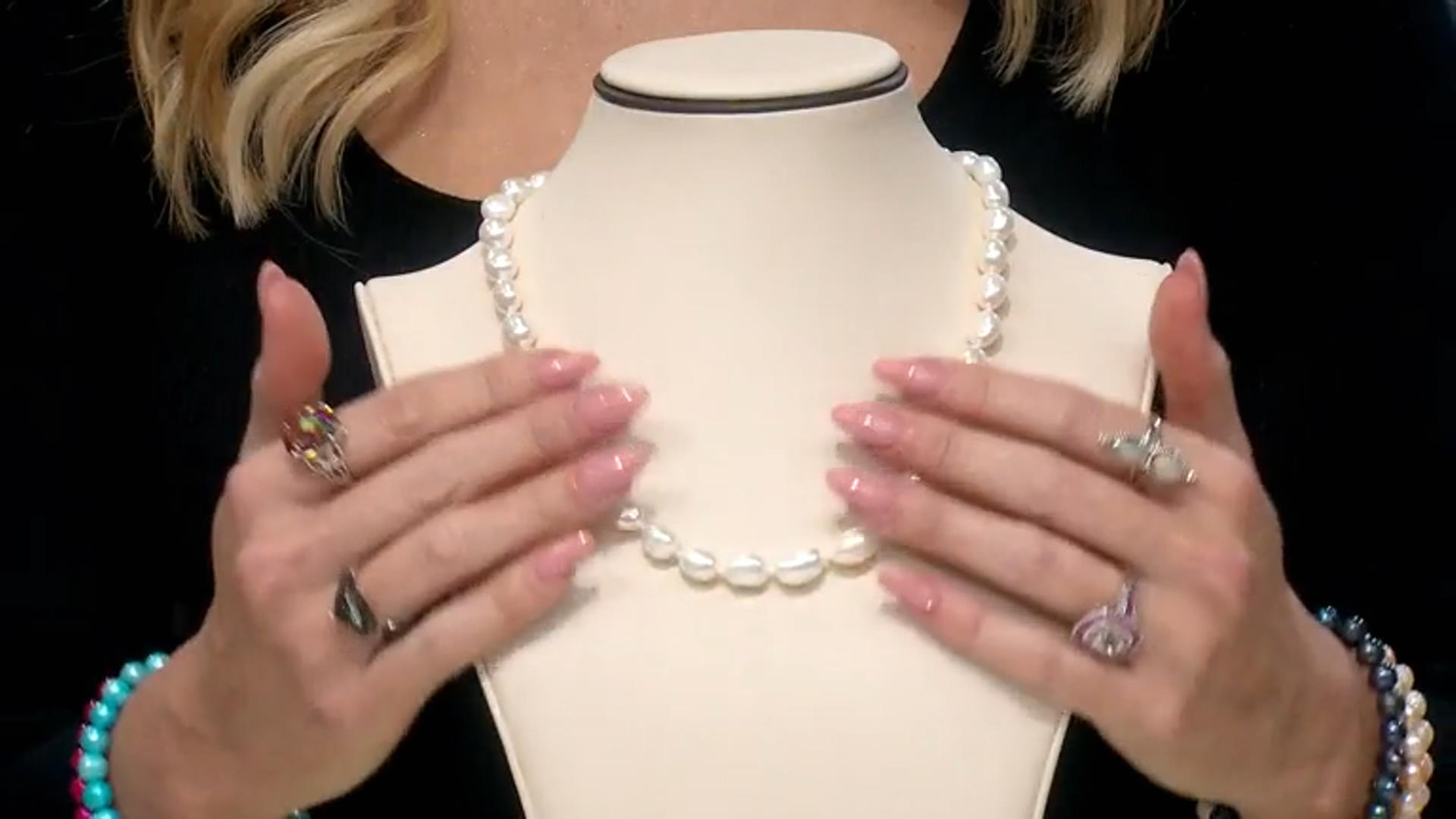 White Cultured Freshwater Pearls Rhodium Over Sterling Silver 18 Inch Strand Necklace Video Thumbnail