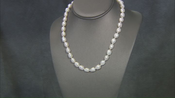 White Cultured Freshwater Pearls Rhodium Over Sterling Silver 18 Inch Strand Necklace Video Thumbnail