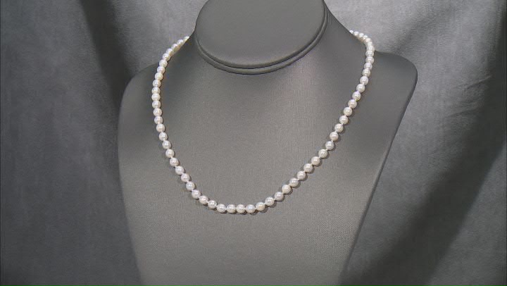 White Cultured Japanese Akoya Pearls 14K Yellow Gold 18 Inch Strand Necklace 5-5.5mm Video Thumbnail
