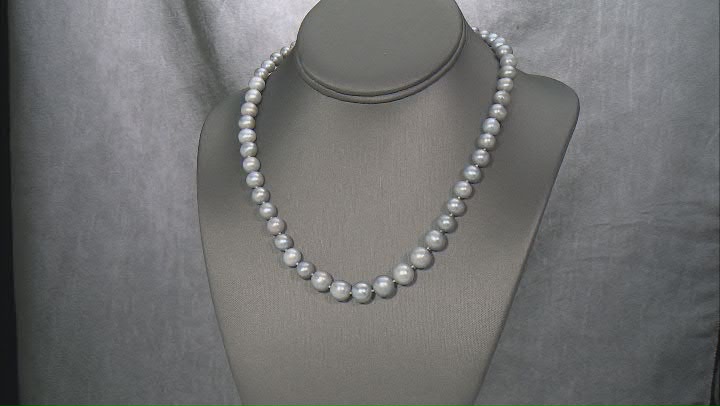 Platinum Cultured Freshwater Pearls Rhodium Over Sterling Silver 18 Inch Strand Necklace 5-11mm Video Thumbnail