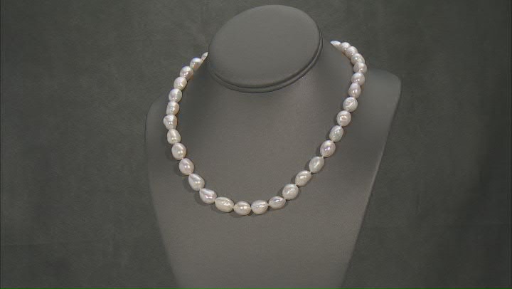 White Freshwater Pearls Rhodium Over Sterling Silver 18 Inch Strand Necklace Video Thumbnail