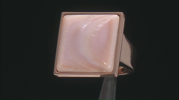 Pink South Sea Mother-of-Pearl 18k Rose Gold Tone Stainless Steel Ring Video Thumbnail