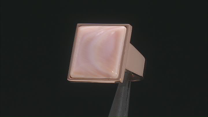 Pink South Sea Mother-of-Pearl 18k Rose Gold Tone Stainless Steel Ring Video Thumbnail