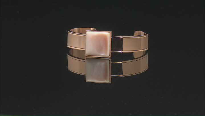 Pink South Sea Mother-Of-Pearl 18K Rose Gold Tone Stainless Steel Cuff Bracelet Video Thumbnail