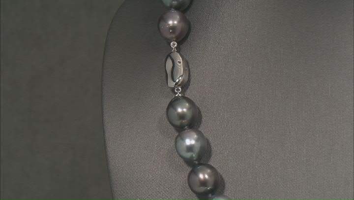 Multi-Color Cultured Tahitian Pearl Rhodium Over Sterling Silver 18 Inch Strand Necklace Video Thumbnail