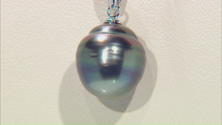 Cultured Tahitian Pearl Rhodium Over Sterling Silver Pendant With 18 Inch Chain Video Thumbnail