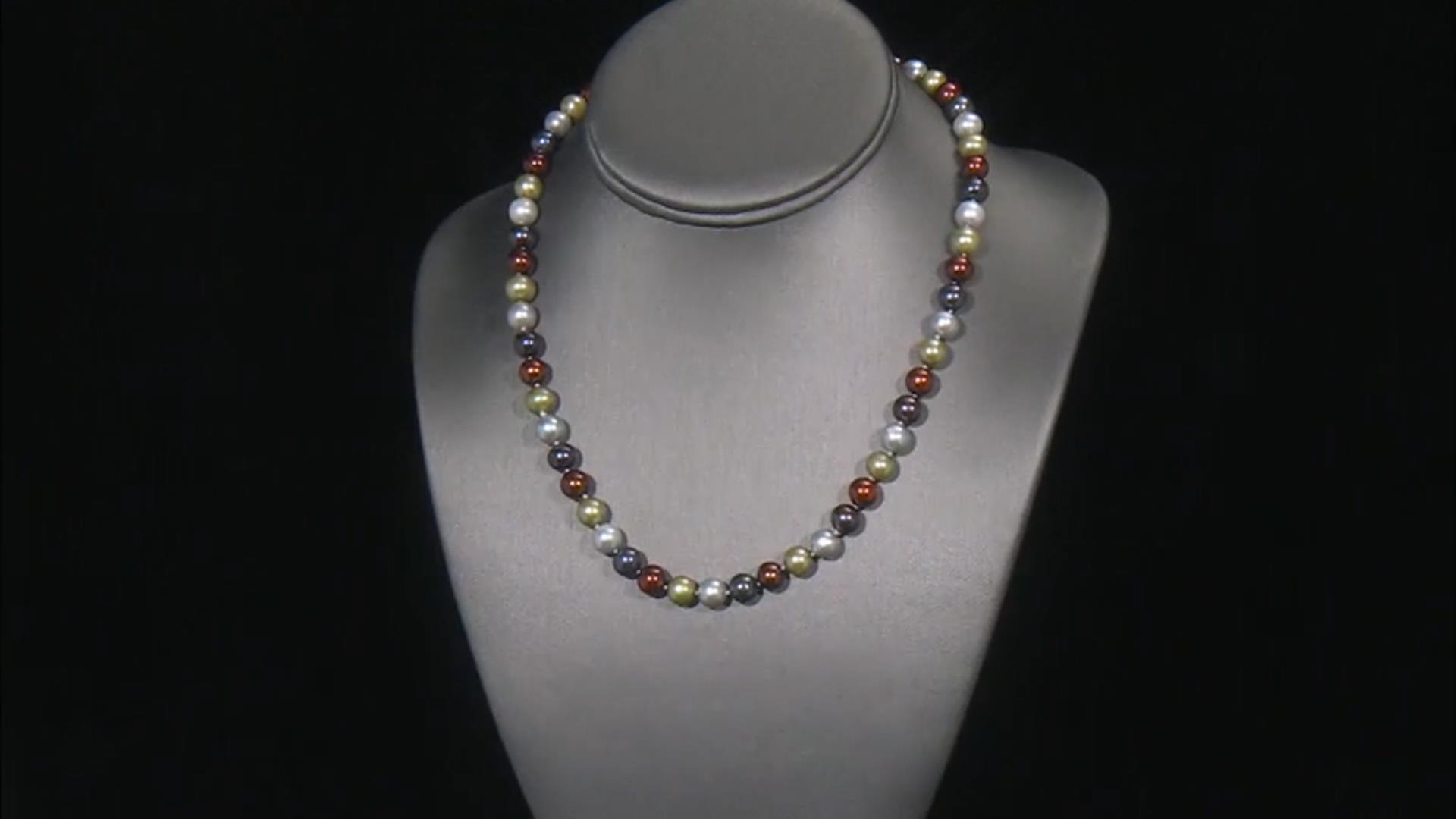 Mutli-Color Cultured Freshwater Pearl Rhodium Over Sterling Silver 18" Strand Necklace Video Thumbnail