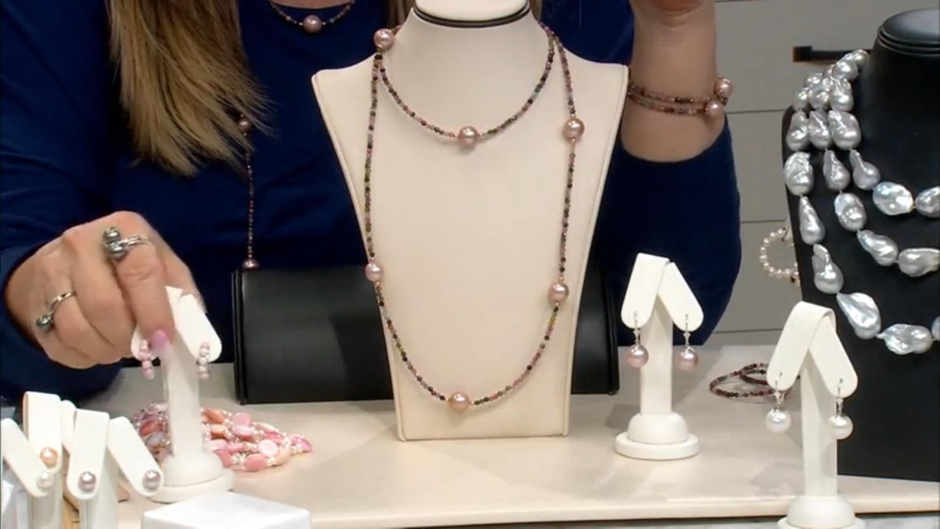 Genusis™ Pink Cultured Freshwater Pearl & Tourmaline 18k Rose Gold Over Sterling Silver Necklace Video Thumbnail