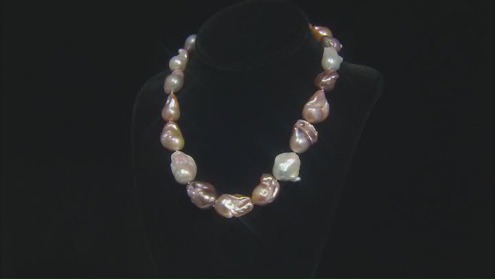 Genusis™ Multi-Color Cultured Freshwater Pearl Rhodium Over Sterling Silver 18 Inch Necklace Video Thumbnail