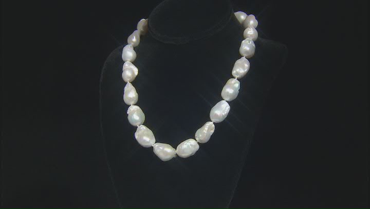 Genusis™ White Cultured Freshwater Pearl Rhodium Over Sterling Silver 18 Inch Necklace Video Thumbnail