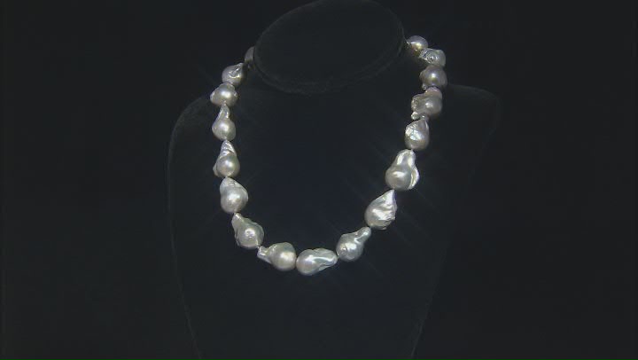 Genusis™ Platinum Cultured Freshwater Pearl Rhodium Over Sterling Silver 18 Inch Necklace Video Thumbnail