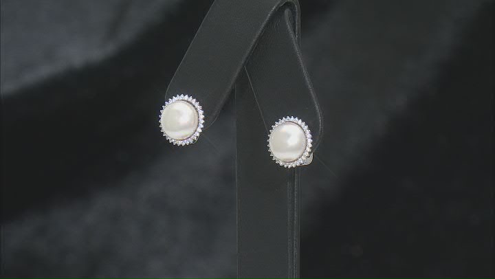 White Cultured Freshwater Pearl and Bella Luce® Cubic Zirconia Sterling Silver Stud Earrings Video Thumbnail
