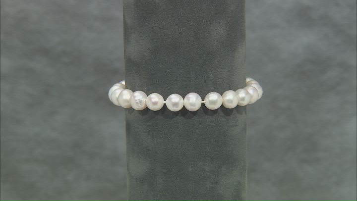 White Cultured Freshwater Pearl Rhodium Over Silver Necklace, Bracelet, and Earring Set Video Thumbnail