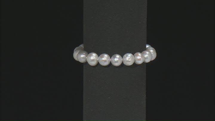 Platinum Cultured Freshwater Pearl Rhodium Over Sterling Silver Necklace Bracelet & Earring Set Video Thumbnail