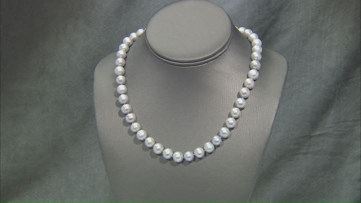 Platinum Cultured Freshwater Pearl Rhodium Over Sterling Silver 18 Inch Strand Necklace Video Thumbnail