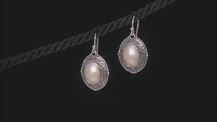 White Cultured Mabe Pearl Sterling Silver Earrings Video Thumbnail