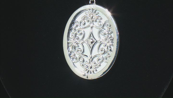 Platinum Tahitian Mother-of-Pearl Sterling Silver Cameo Pendant with Chain Video Thumbnail