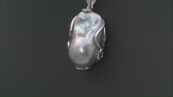 Genusis™ Platinum Cultured Freshwater Pearl Rhodium Over Sterling Silver Pendant Video Thumbnail