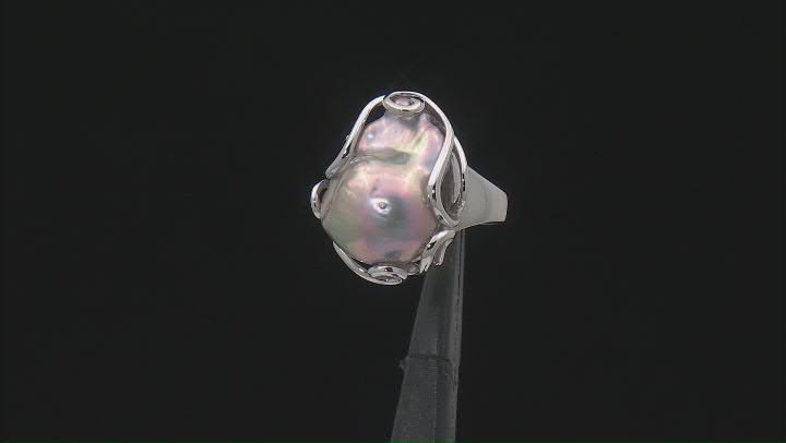 Genusis™ Platinum Cultured Freshwater Pearl Rhodium Over Sterling Silver Ring Video Thumbnail