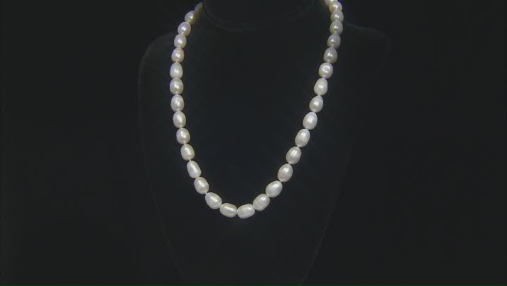 White Cultured Freshwater Pearl Rhodium Over Sterling Silver Strand Necklace Bracelet Earring Set Video Thumbnail