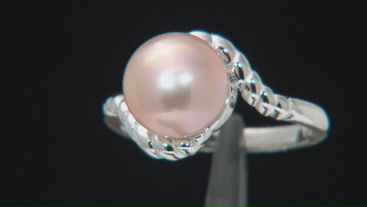 Pink Cultured Freshwater Pearl Rhodium Over Sterling Silver Ring Video Thumbnail