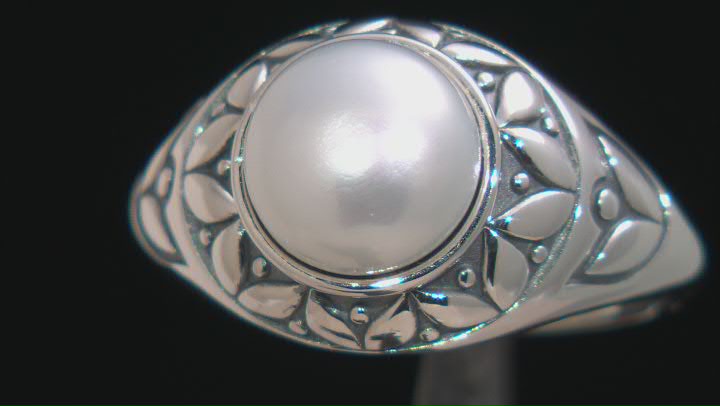 White Cultured Freshwater Pearl Sterling Silver Ring Video Thumbnail