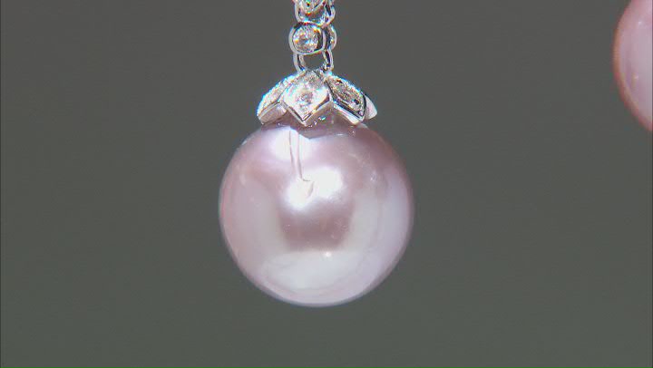 Cultured Kasumiga Pearl And White Topaz Rhodium Over Sterling Silver Drop Earrings Video Thumbnail