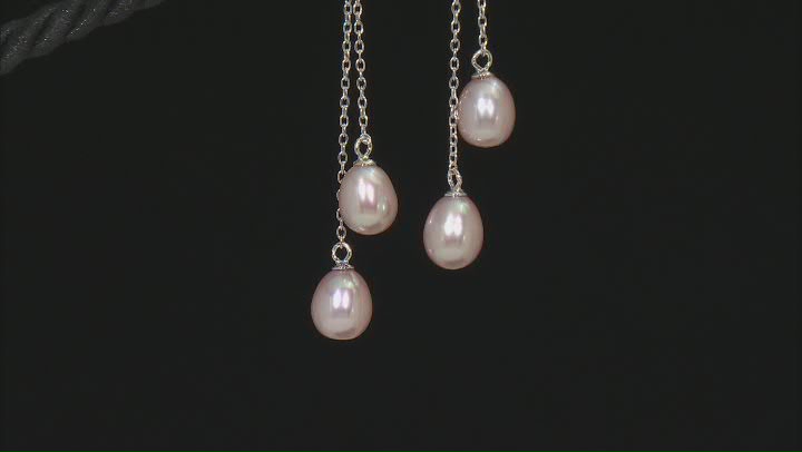 Cultured Freshwater Pearl And White Topaz Rhodium Over Sterling Silver Drop Earring Video Thumbnail