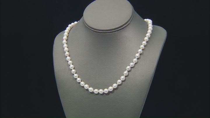 Cultured Japanese Akoya Pearl Rhodium Over Sterling Silver 24 Inch Necklace Video Thumbnail