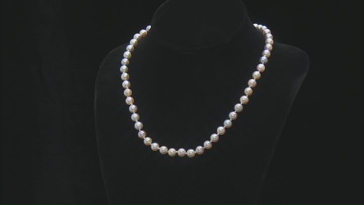 Platinum Cultured Japanese Akoya Pearl Sterling Silver 18 Inch Necklace Video Thumbnail