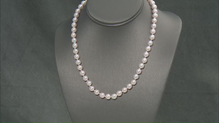 Cultured Japanese Akoya Pearl Sterling Silver 18 Inch Necklace Video Thumbnail