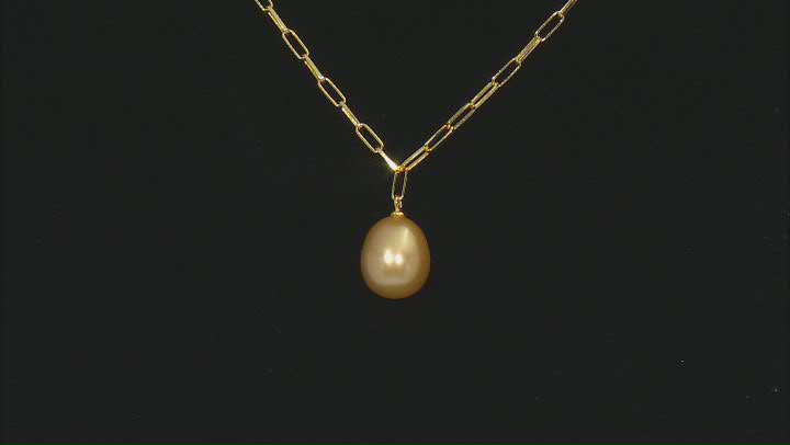 Golden Cultured South Sea Pearl 18k Yellow Gold Over Sterling Silver Necklace Video Thumbnail