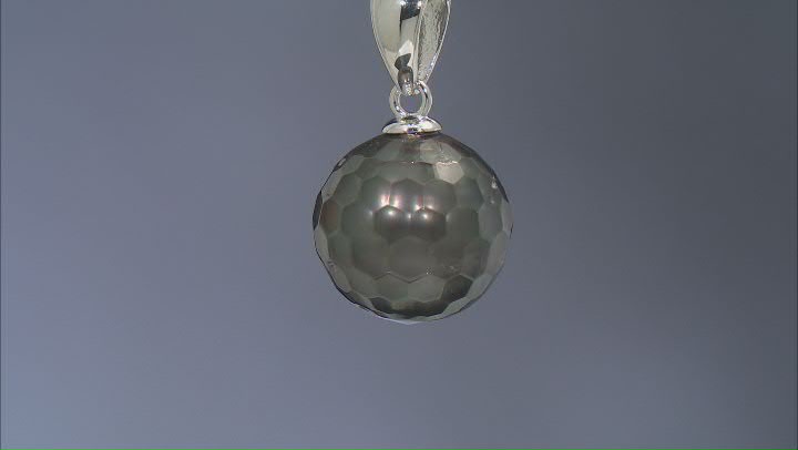Black Cultured Tahitian Pearl Rhodium Over Sterling Silver Pendant With Chain Video Thumbnail