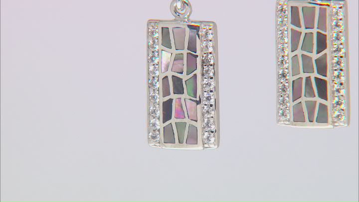 Multi-Color Cultured Tahitian Mother Of Pearl And White Zircon Rhodium Over Sterling Silver Earrings Video Thumbnail