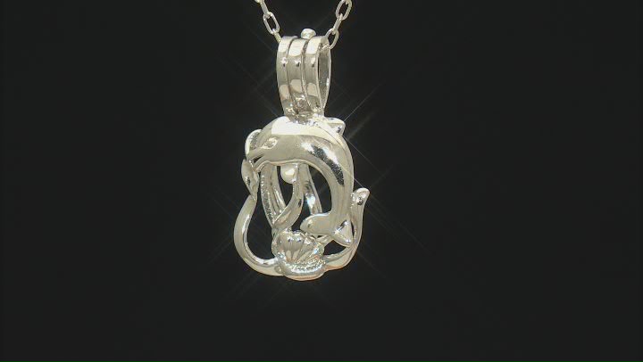 Wish® Pearl Cultured Freshwater Pearl Rhodium Over Silver Dolphin Pendant With Chain Video Thumbnail