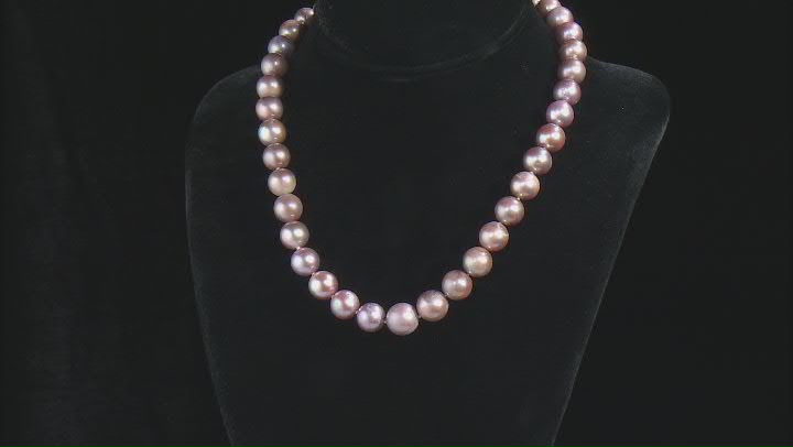 Purple Cultured Freshwater Pearl Rhodium Over Sterling Silver 18 Inch Strand Necklace Video Thumbnail