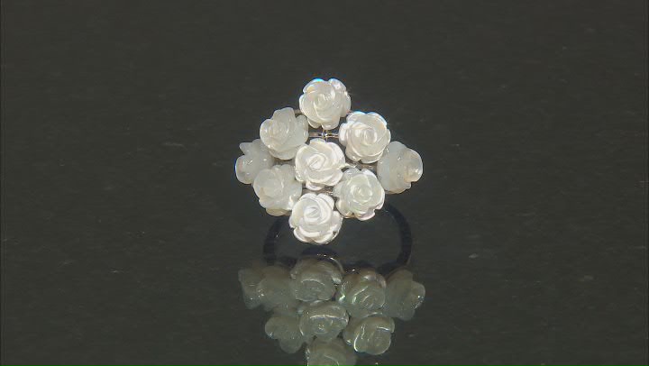 White South Sea Mother-of-Pearl Rhodium Over Sterling Silver Ring Video Thumbnail