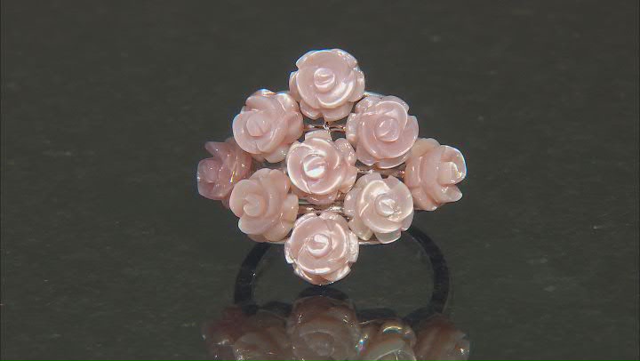 Pink South Sea Mother-of-Pearl Rhodium Over Sterling Silver Ring Video Thumbnail