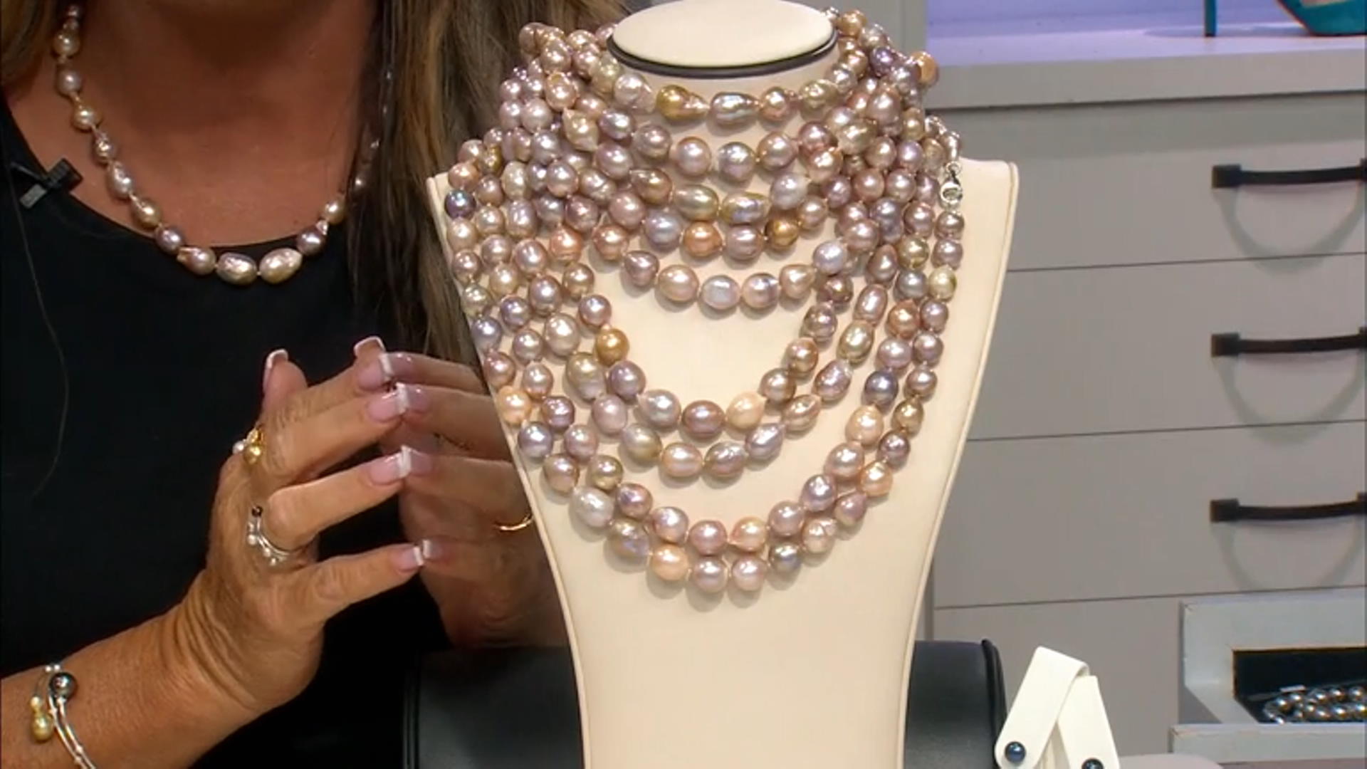 Genusis™ Multi-Color Cultured Freshwater Pearl Rhodium Over Sterling Silver Necklace Video Thumbnail