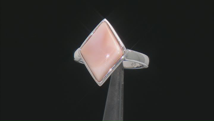 Pink South Sea Mother-of-Pearl Rhodium Over Sterling Silver Ring Video Thumbnail