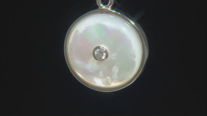 White South Sea Mother-of-Pearl & Cubic Zirconia Rhodium Over Sterling Silver Pendant Video Thumbnail