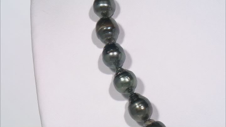 Black Cultured Tahitian Pearl Rhodium Over Sterling Silver 18 Inch Strand Necklace Video Thumbnail