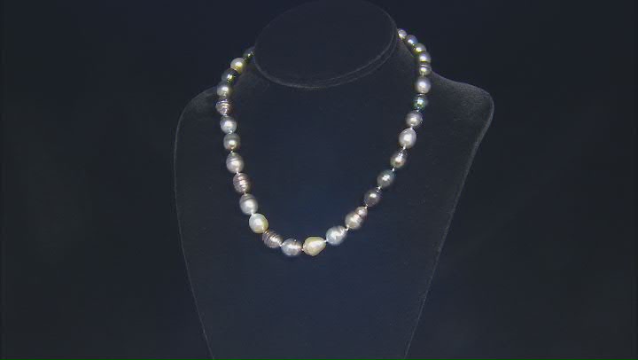 Multi-Color Cultured Tahitian Pearl Rhodium Over Sterling Silver 18 Inch Necklace Video Thumbnail