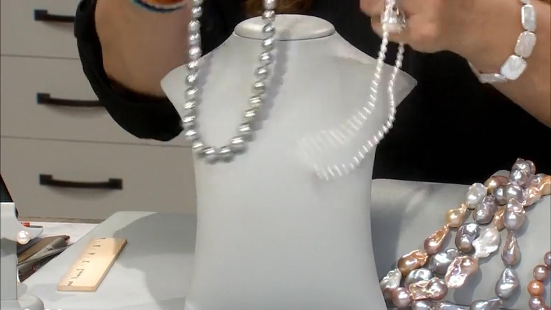 Platinum Cultured Tahitian Pearl Rhodium Over Sterling Silver 18 Inch Strand Necklace Video Thumbnail