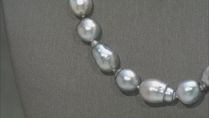 Platinum Cultured Tahitian Pearl Rhodium Over Sterling Silver 18 Inch Strand Necklace Video Thumbnail
