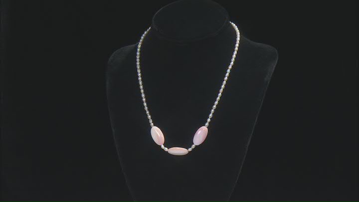 Cultured Freshwater Pearl & Pink Conch Shell 18k Yellow Gold Over Sterling Silver Necklace Video Thumbnail