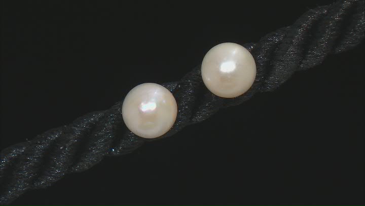 White Cultured Japanese Akoya Pearl Rhodium Over 14k White Gold Stud Earrings Video Thumbnail