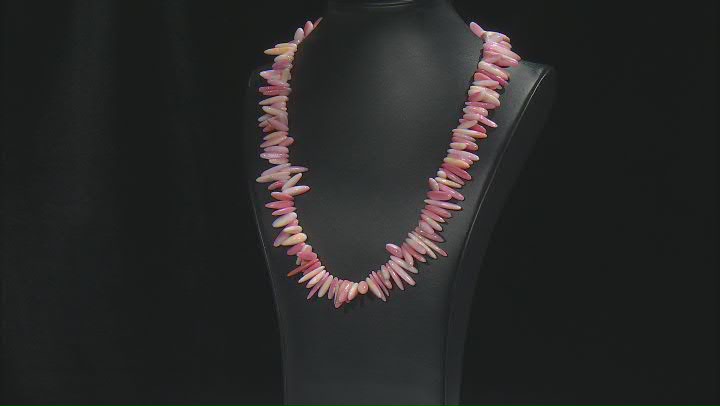 Pink Conch Shell Rhodium Over Sterling Silver 22 Inch Necklace Video Thumbnail