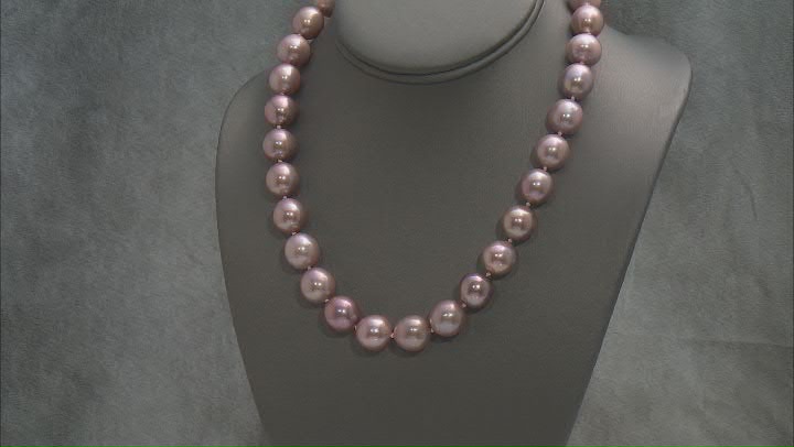 Purple Cultured Freshwater Pearl Rhodium Over Sterling Silver 18 Inch Necklace Video Thumbnail
