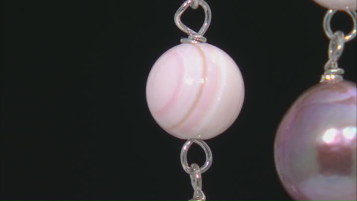 Conch Shell And Cultured Freshwater Pearl Rhodium Over Sterling Silver Earrings Video Thumbnail